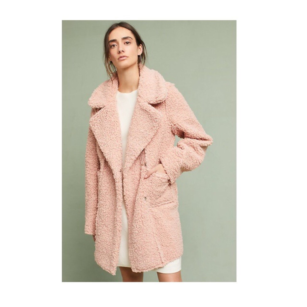 PINK SHERPA ANTHROPOLOGIE COAT SIZE L